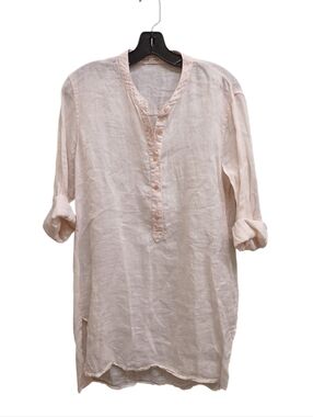 Stateside Pale Blush Pink Linen Button Shirt Dress  Size Small